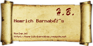 Hemrich Barnabás névjegykártya